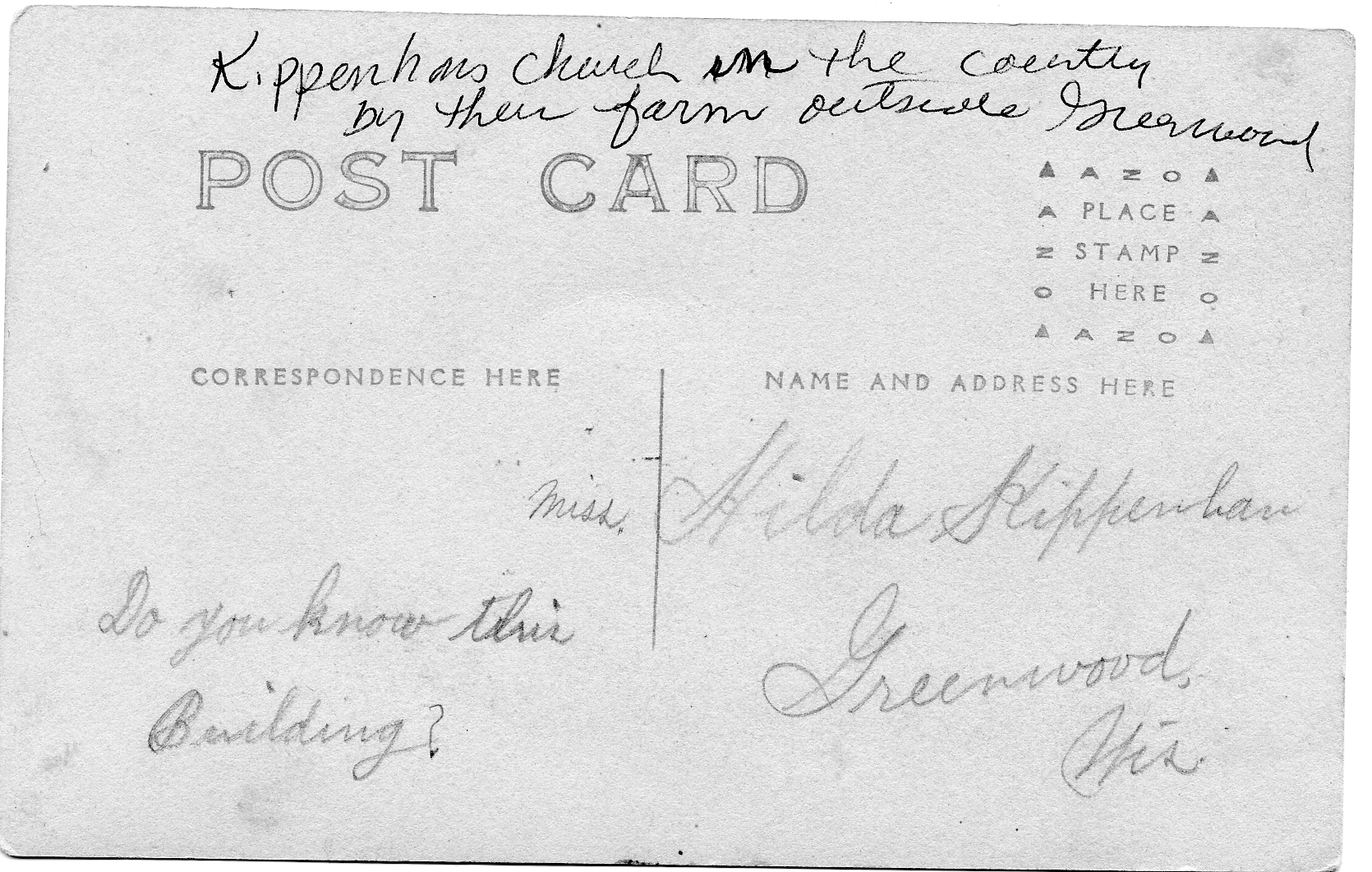 Reverse side of Postcard